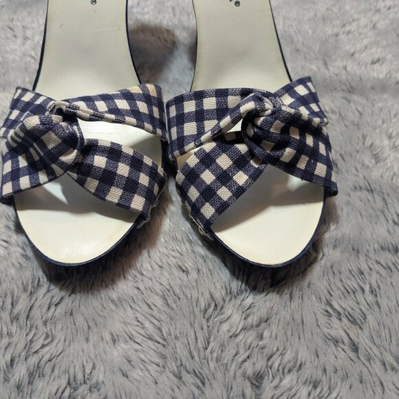 Dolce & Gabbana Heels Stiletto Mules Slip On Peep Toe Blue Gingham Size 38 - Picture 5 of 11